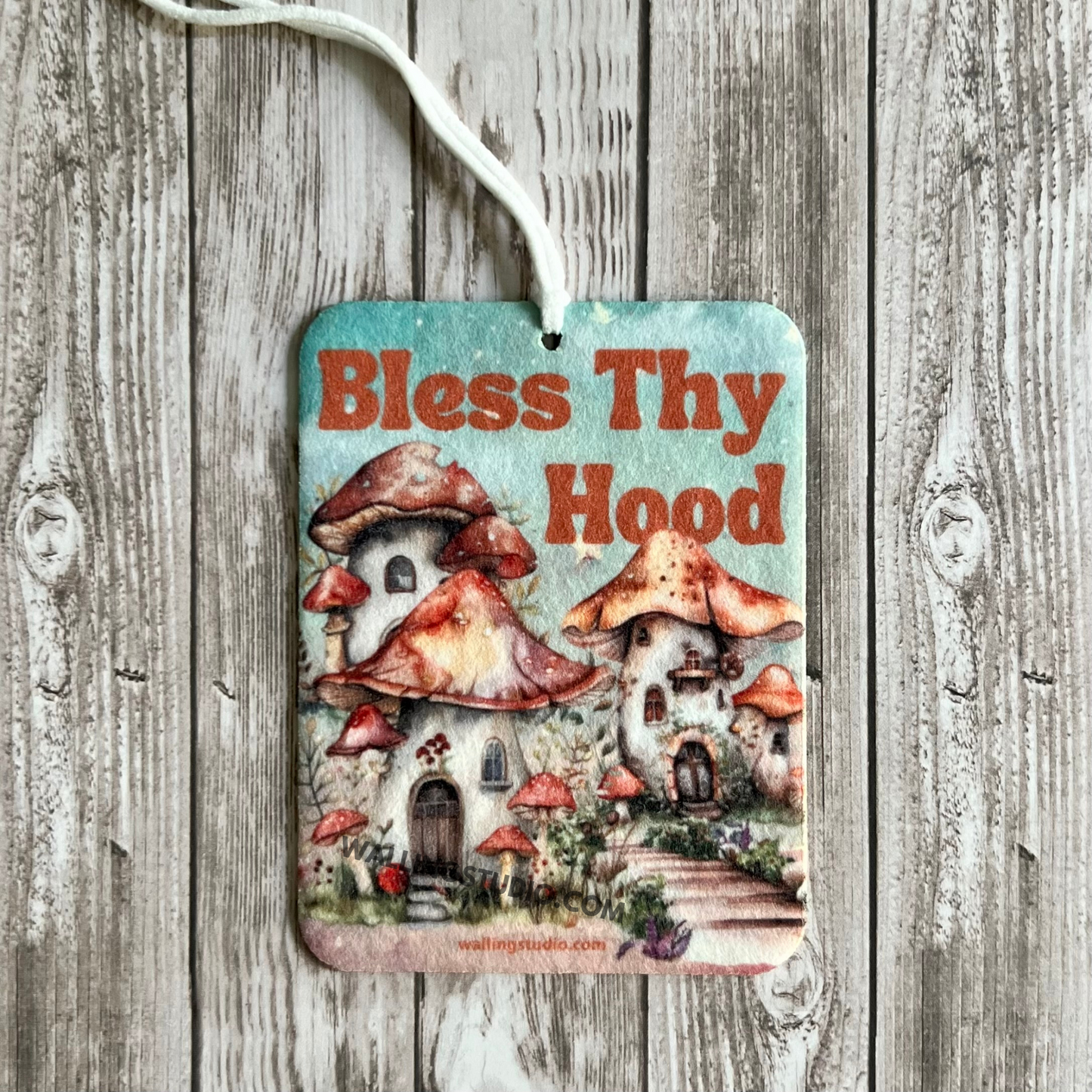 Bless Thy Hood | Air Freshener | Custom Car Freshie | Car Freshener | Gnomes | Mushroom House | Stocking Stuffers