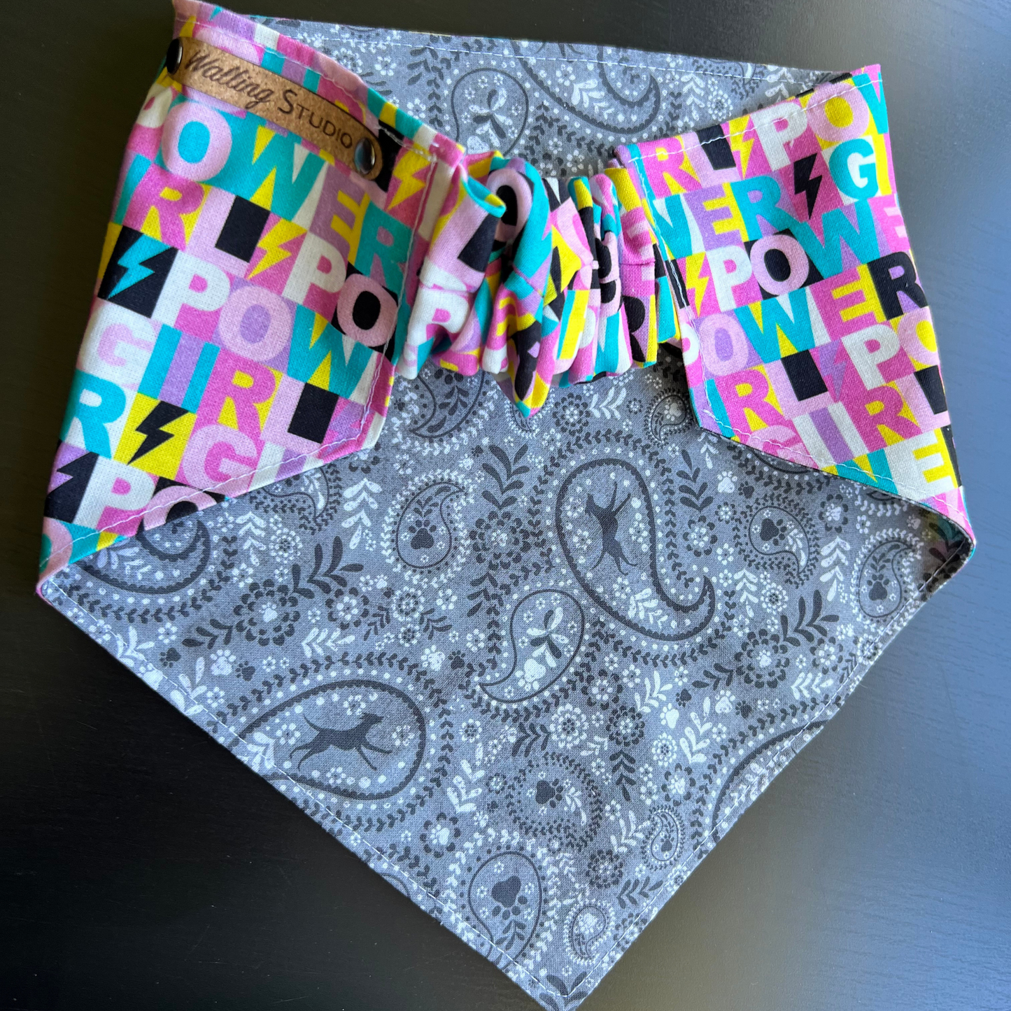 Girl Power Reversible Pet Bandana | Scrunchie Style