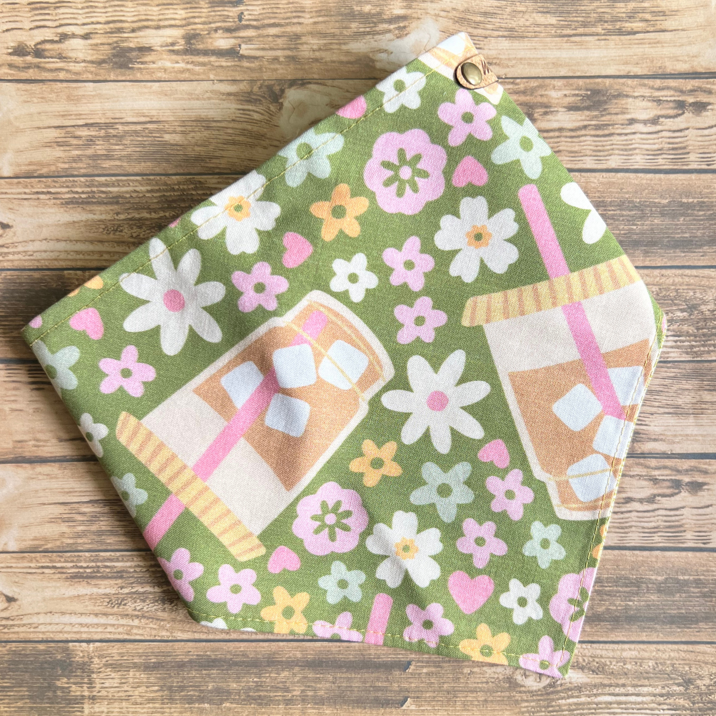 Iced Coffee Reversible Pet Bandana | Scrunchie Style