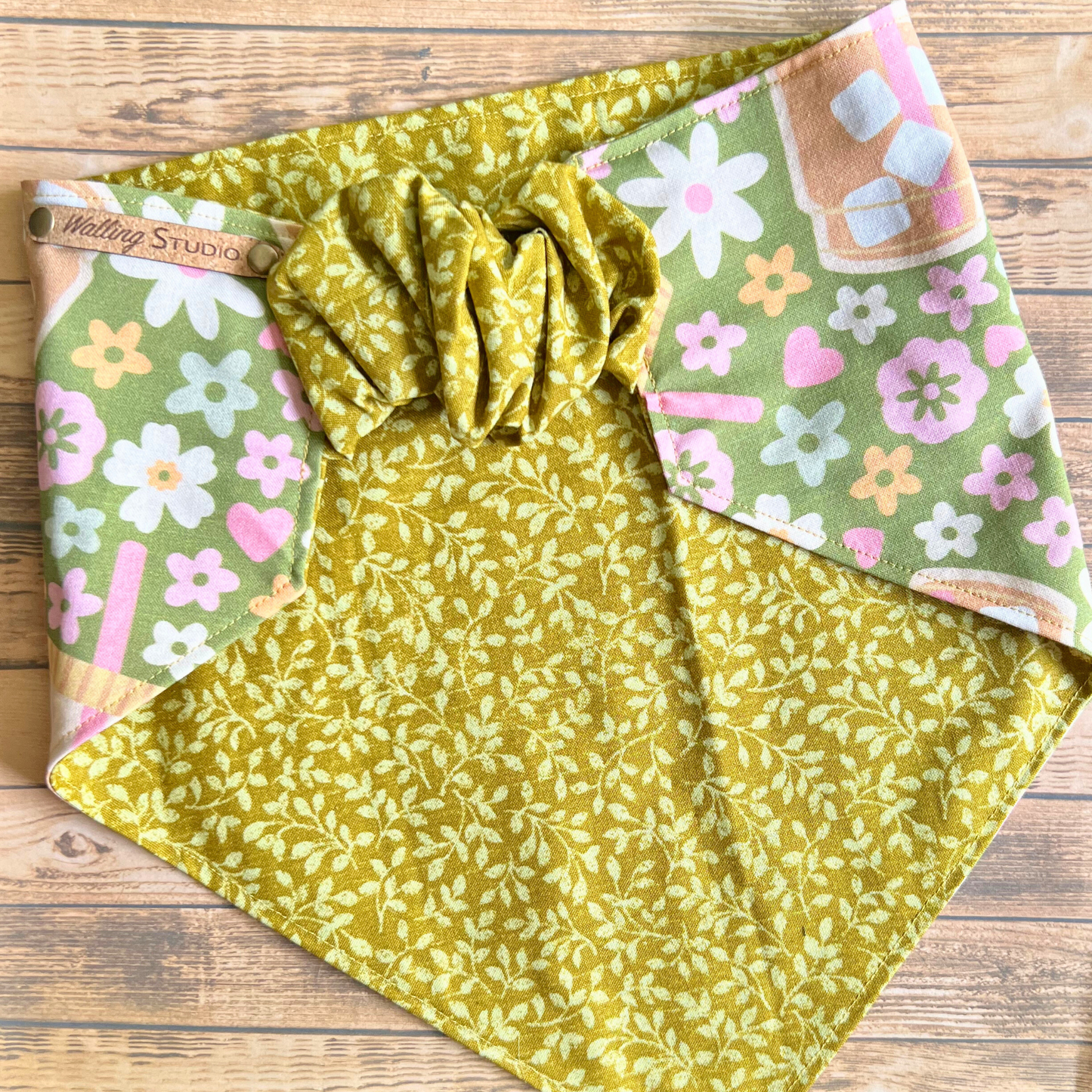 Iced Coffee Reversible Pet Bandana | Scrunchie Style