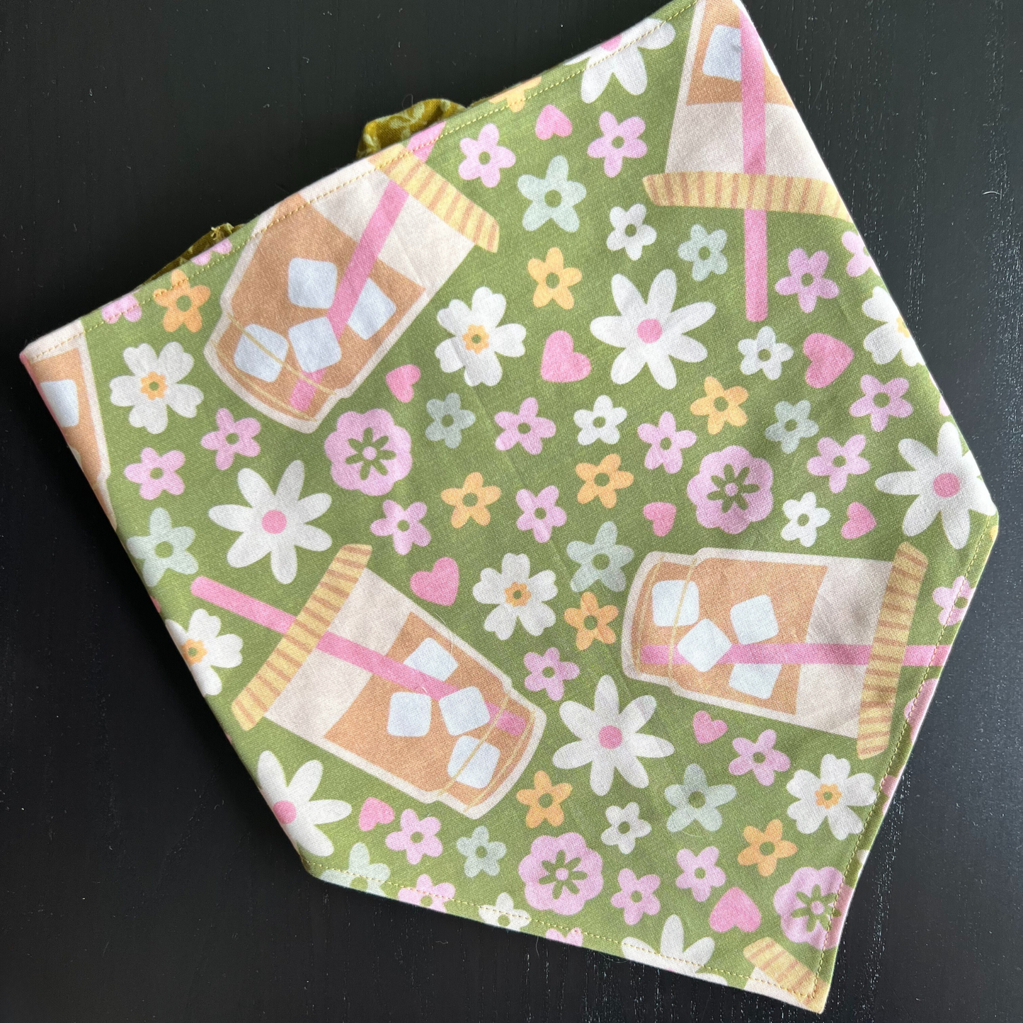 Iced Coffee Reversible Pet Bandana | Scrunchie Style