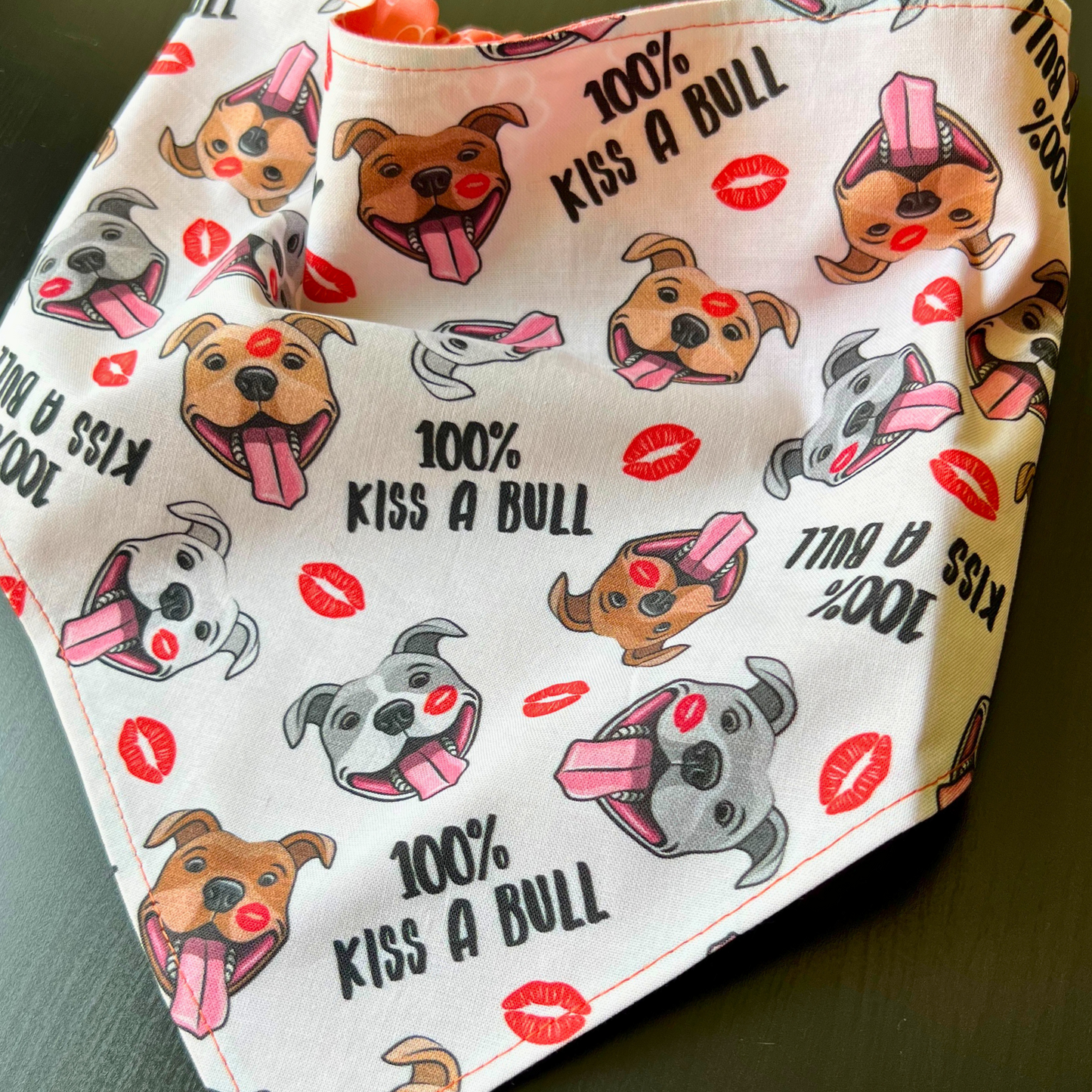Kiss a Bull - Pit Bull Pet Dog Bandana | Scrunchie Style
