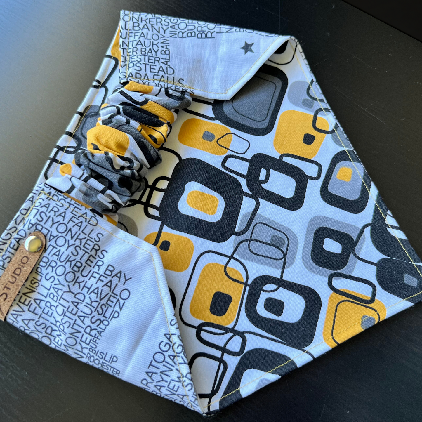 Cities of New York Mod Pattern Reversible Pet Bandana | Scrunchie Style