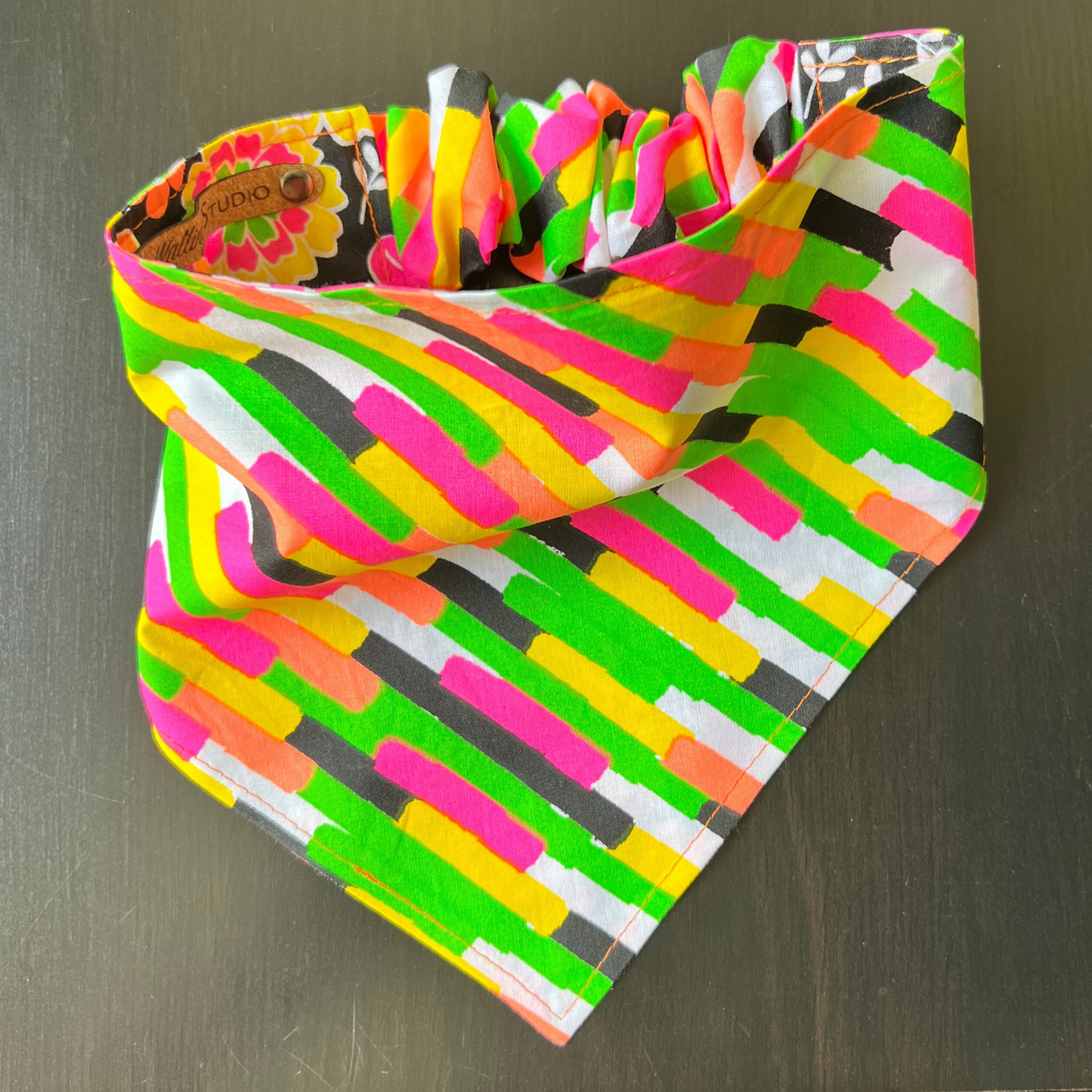 Neon Night Garden Reversible Pet Bandana | Scrunchie Style