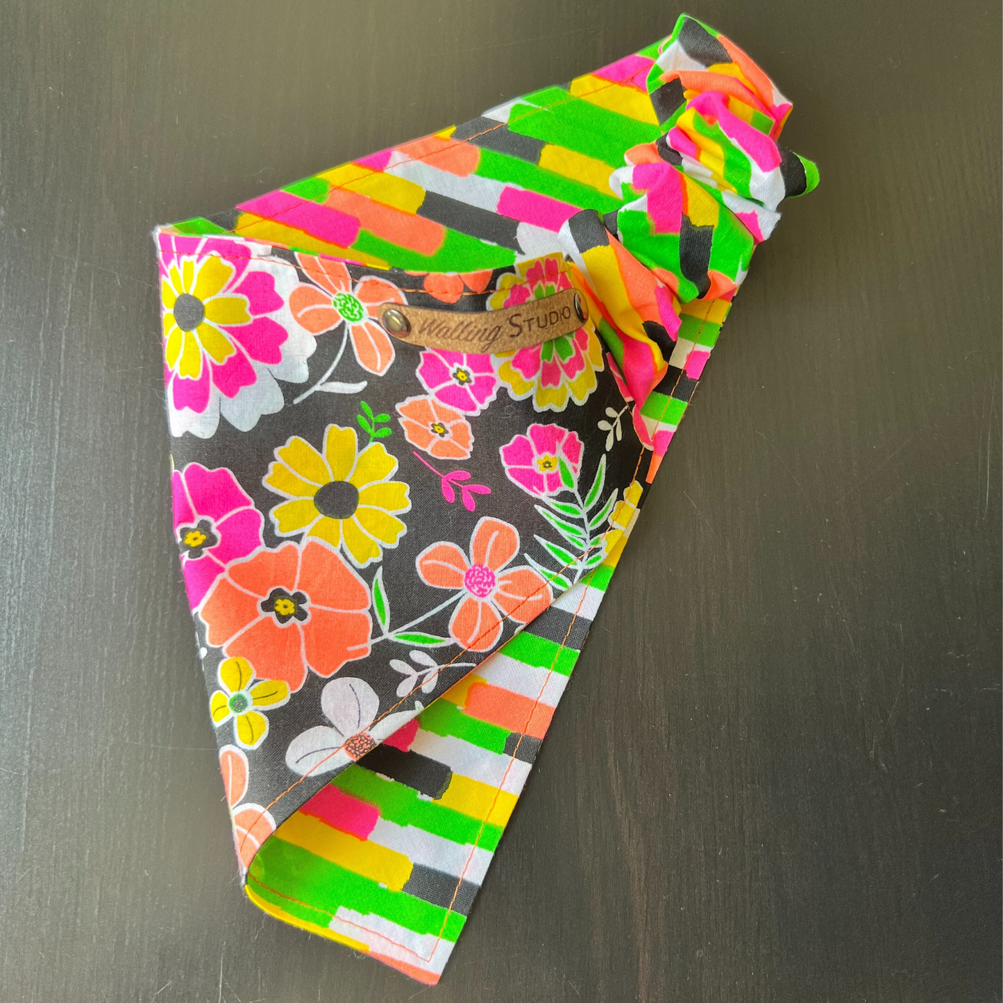 Neon Night Garden Reversible Pet Bandana | Scrunchie Style