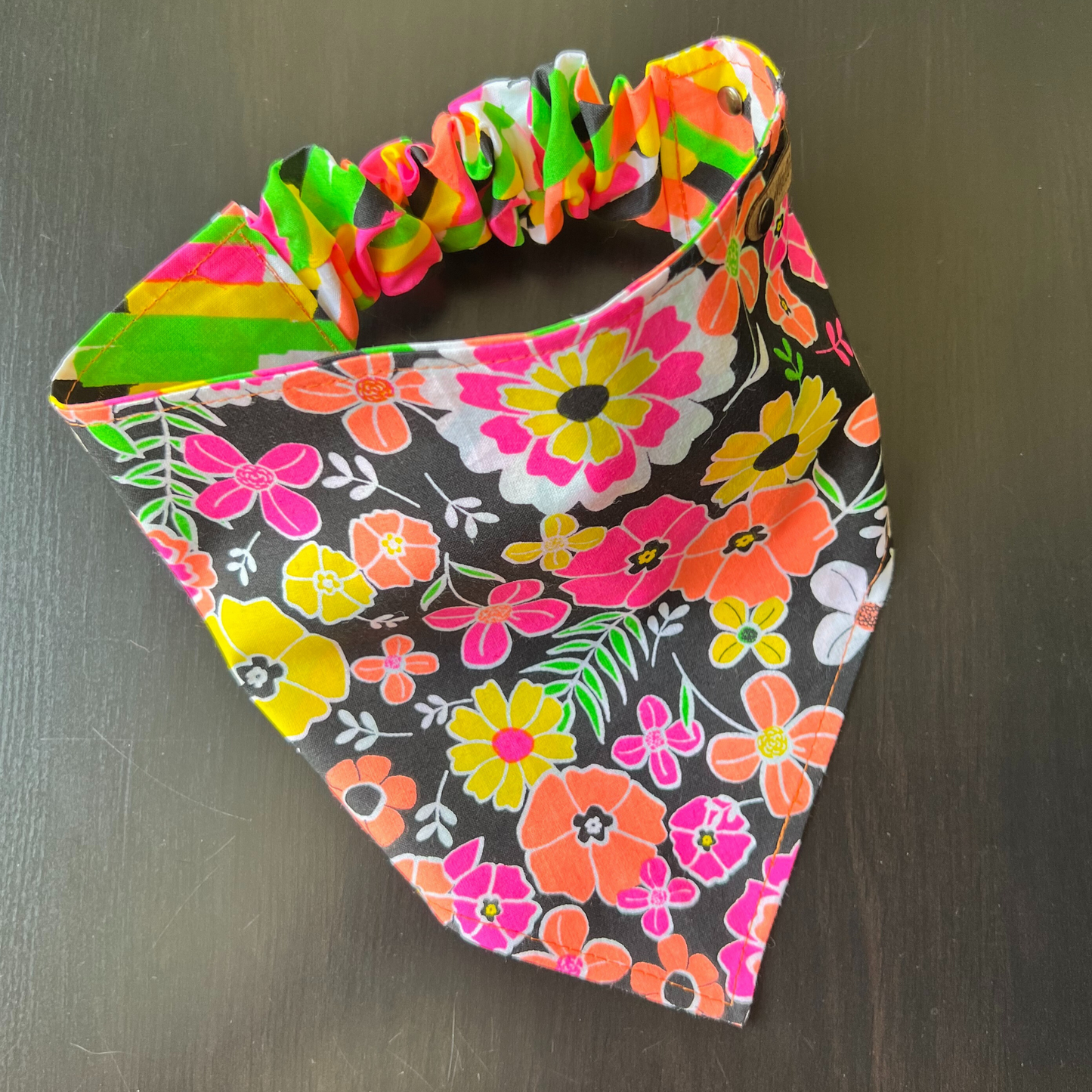 Neon Night Garden Reversible Pet Bandana | Scrunchie Style