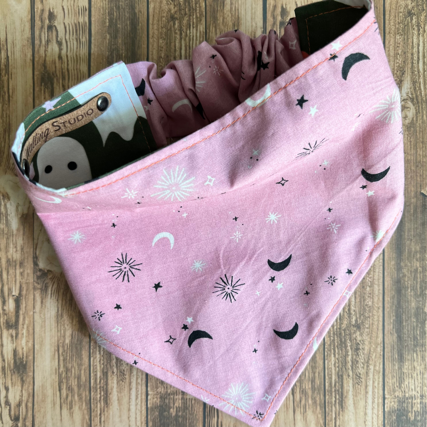 Spooky Cute Halloween Pet Bandana Hunter Green | Dog Bandana | Reversible | Scrunchie Style | Spooky Season
