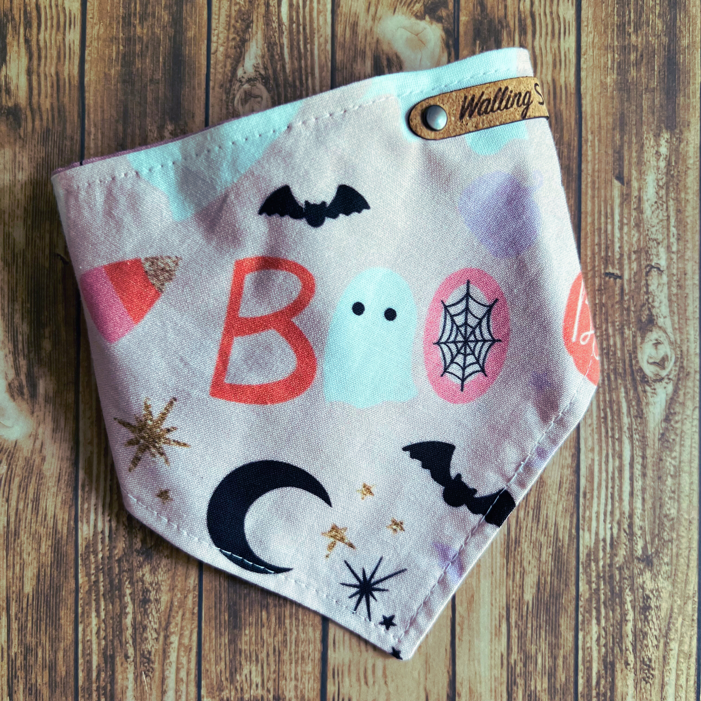 Spooky Cute Halloween Pet Bandana Pink | Dog Bandana | Reversible | Scrunchie Style | Spooky Season
