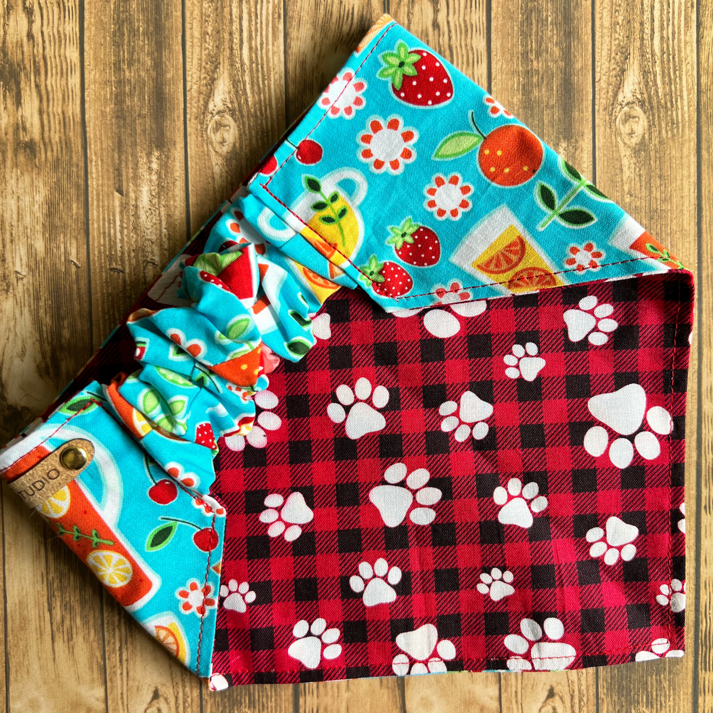 Picnic Reversible Pet Bandana | Scrunchie Style | Paw Prints