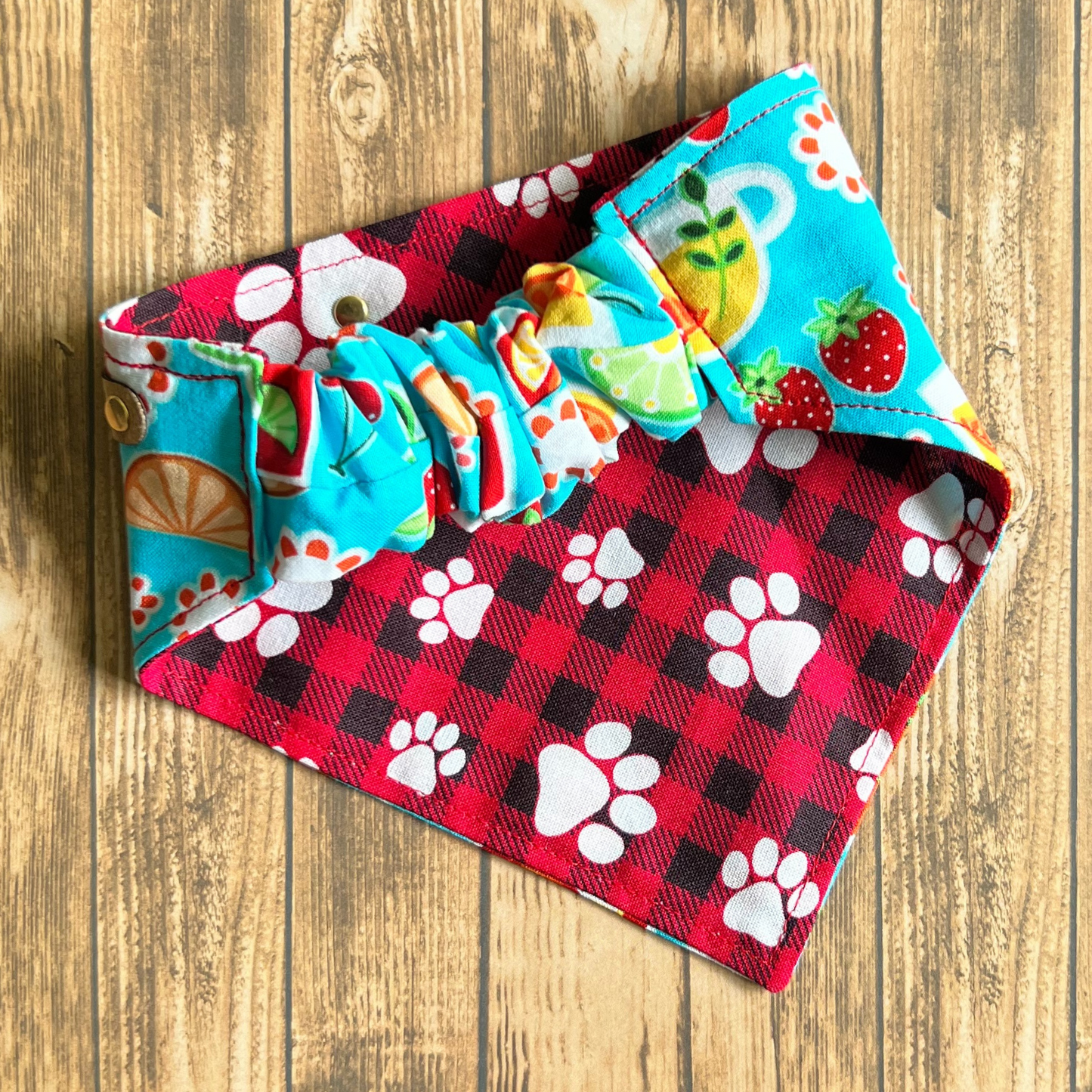 Picnic Reversible Pet Bandana | Scrunchie Style | Paw Prints