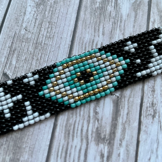 Handwoven Protection Eye Bead Bracelet with Hamsa Charm