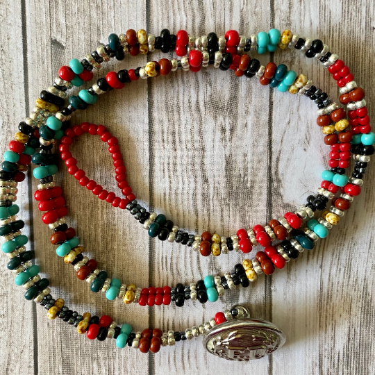 Handwoven Bead Bracelet with Firefighter Uniform Button Closure
