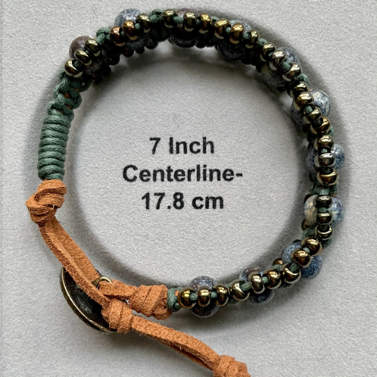 Handwoven Bead Bracelet with Mandala Button Closure