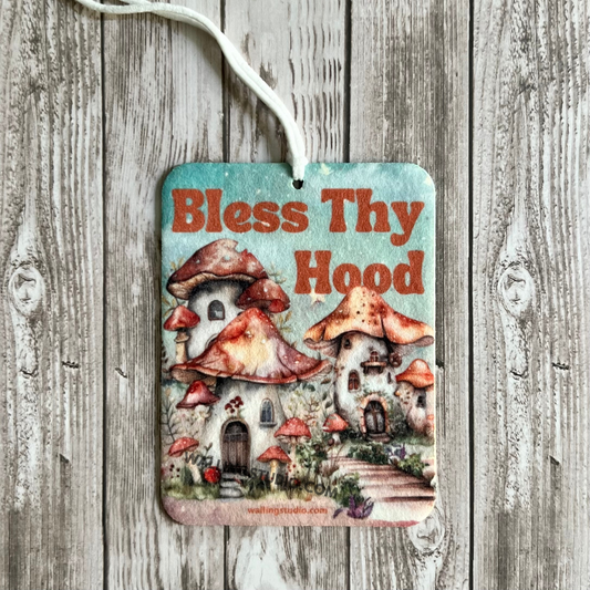 Bless Thy Hood | Air Freshener | Custom Car Freshie | Car Freshener | Gnomes | Mushroom House | Stocking Stuffers