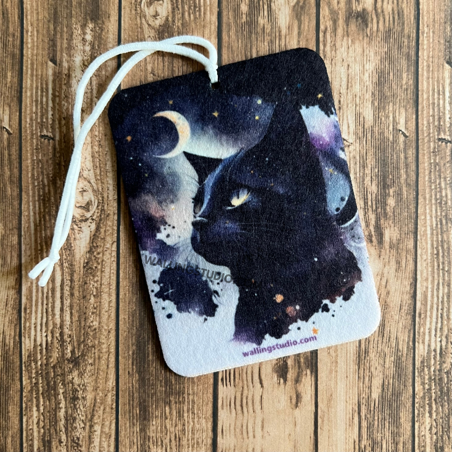 Crescent Moon Black Cat | Air Freshener | Custom Car Freshie | Car Freshener | Black Cats | Spooky Season | Stocking Stuffers