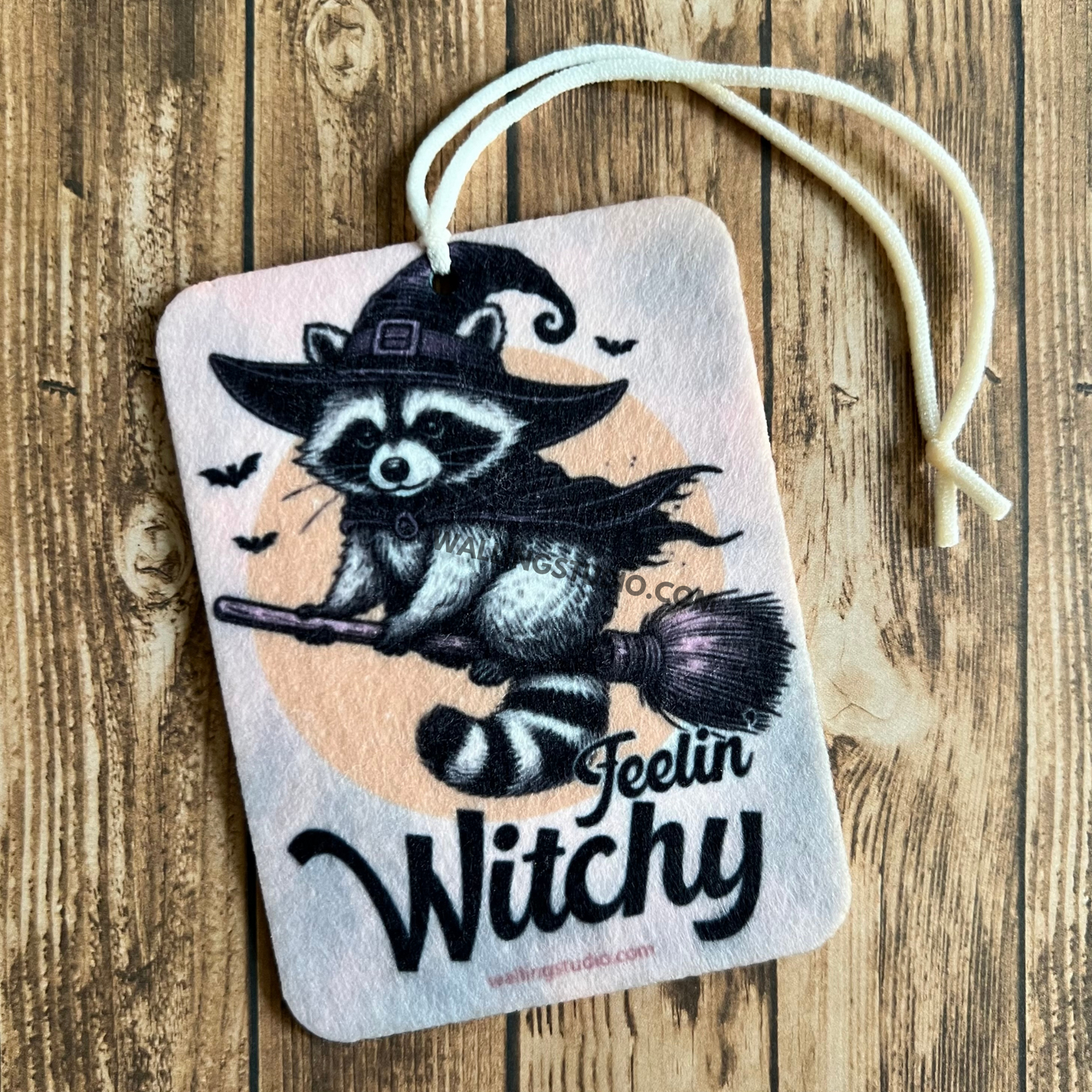 Feeling Witchy Raccoon Halloween Air Freshener | Custom Car Freshie | Car Freshener | Halloween | Raccoon