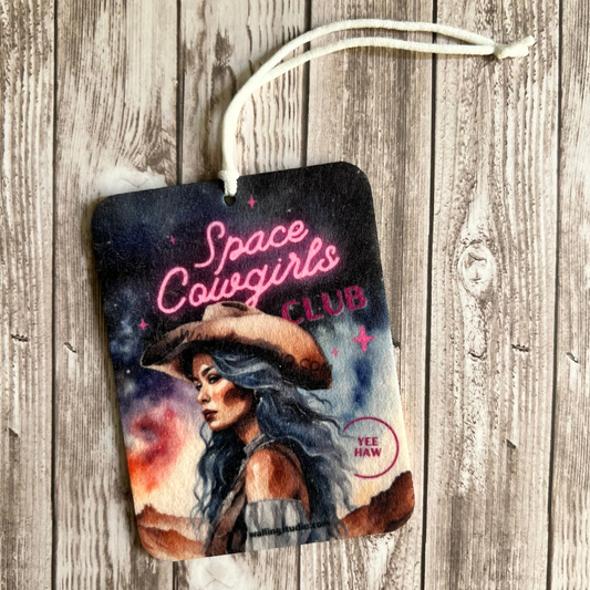 Space Cowgirls Club | Air Freshener | Custom Car Freshie | Car Freshener | Stocking Stuffers | Neon Sign | Western | Desert | Galaxy