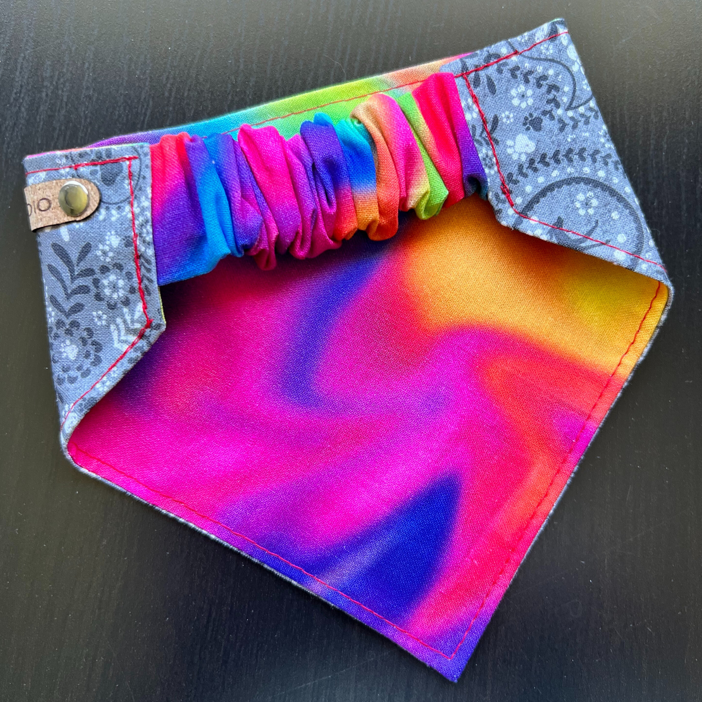 Dog Paisley Print Tie-Dye Reversible Pet Bandana | Scrunchie-style