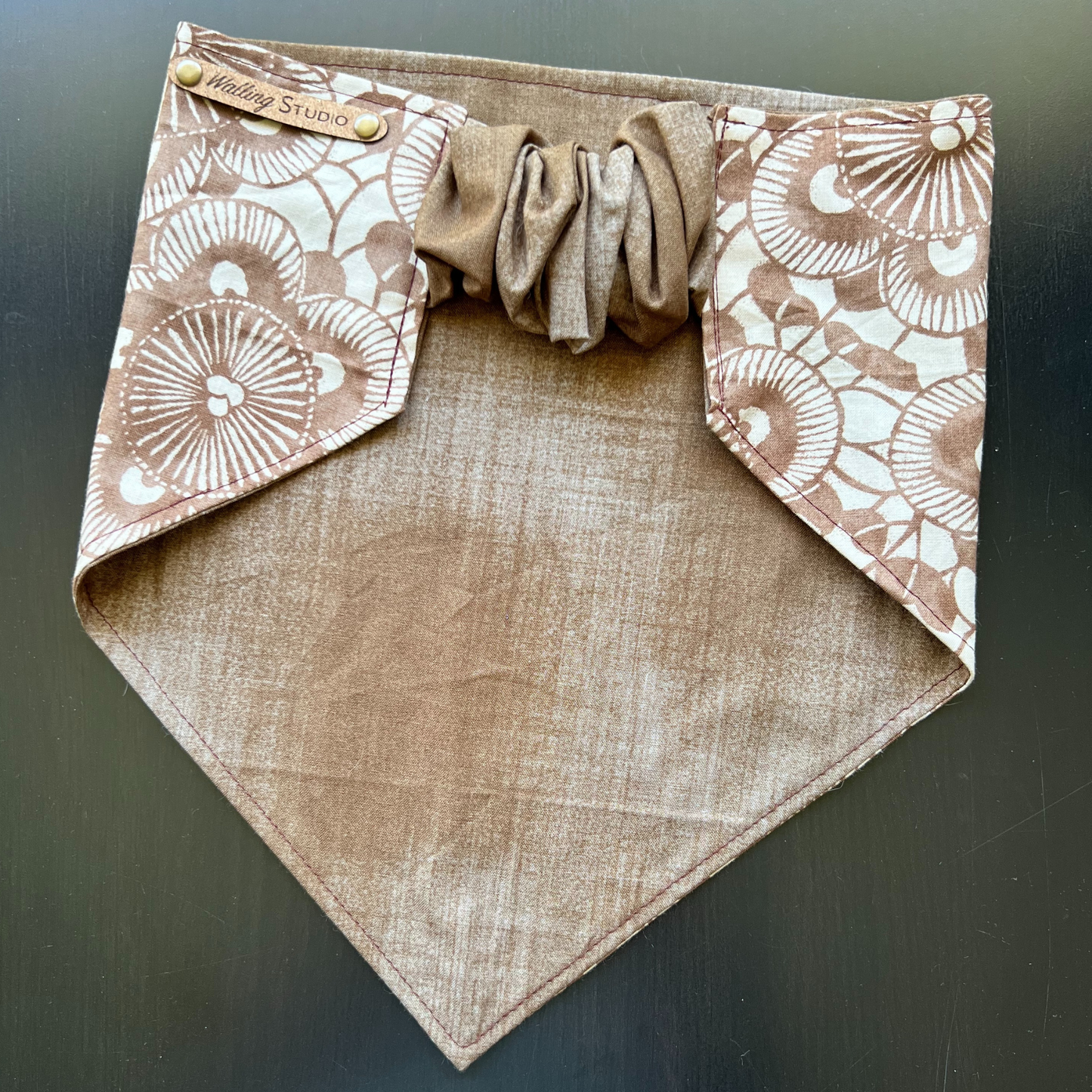 Boho Brown Mosaic Reversible Pet Bandana | Scrunchie Style