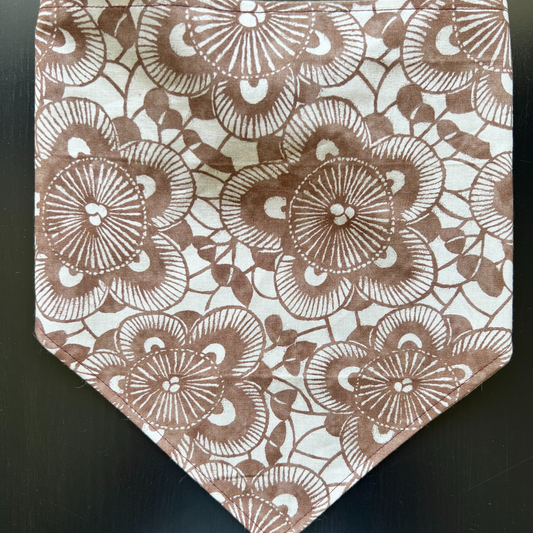 Boho Brown Mosaic Reversible Pet Bandana | Scrunchie Style