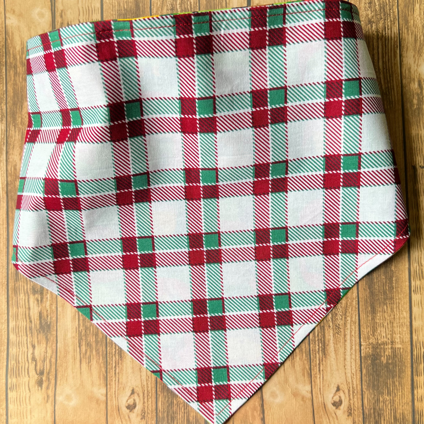 Christmas Pups Plaid Reversible Pet Bandana | Scrunchie Style