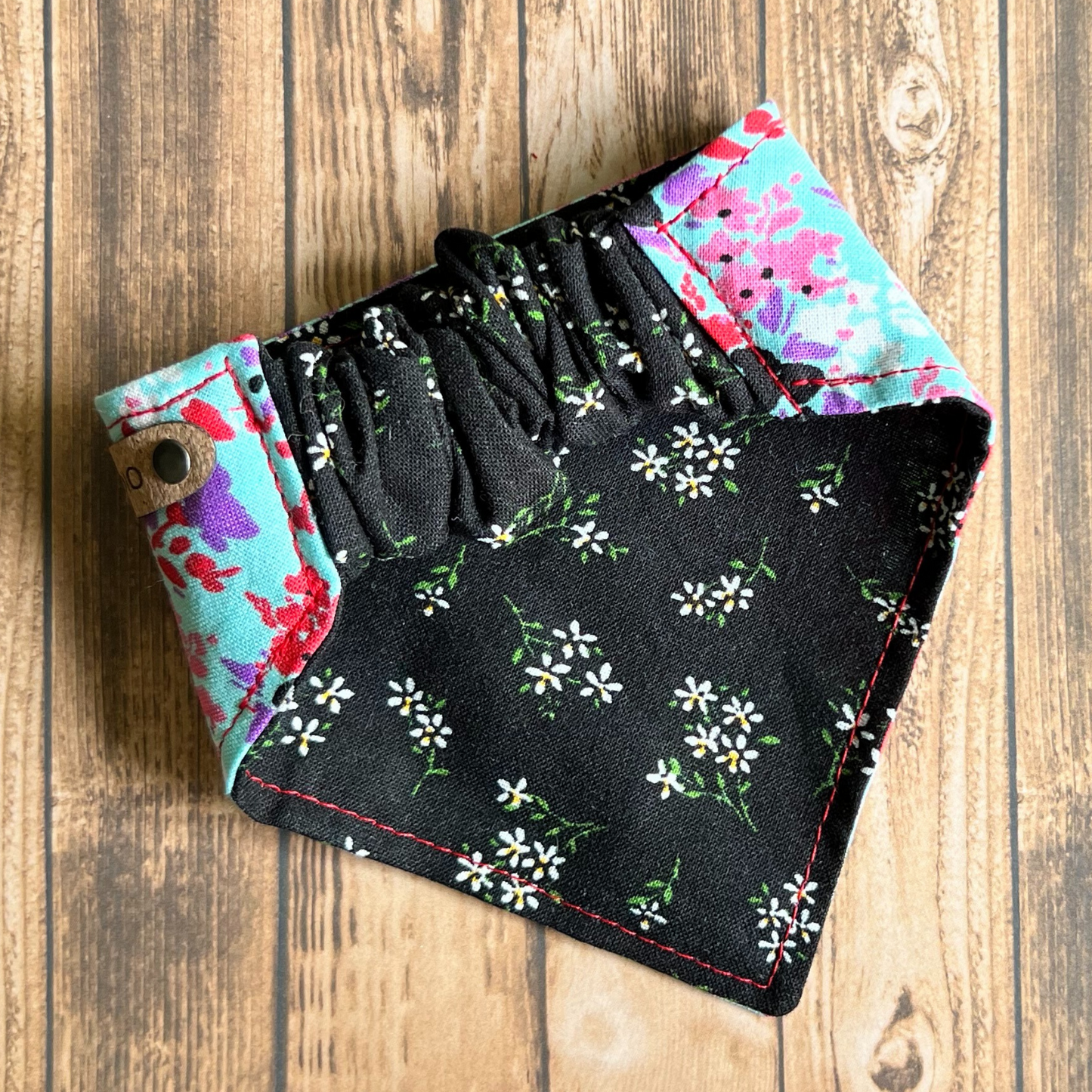 Blue and Black Floral Reversible Pet Bandana | Scrunchie Style