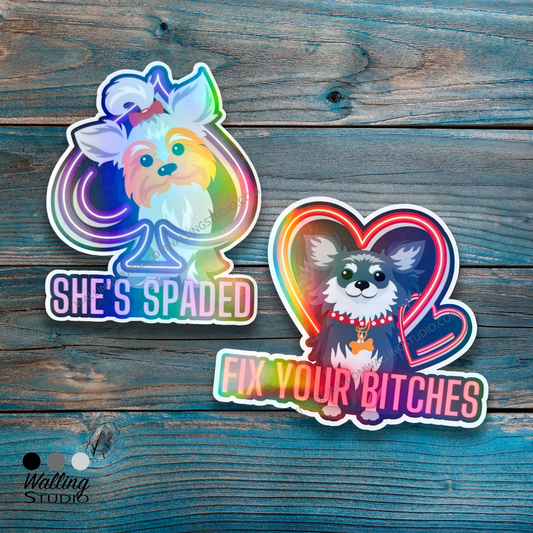 Spay or Neuter Your Dog Holographic Sticker Set of 2