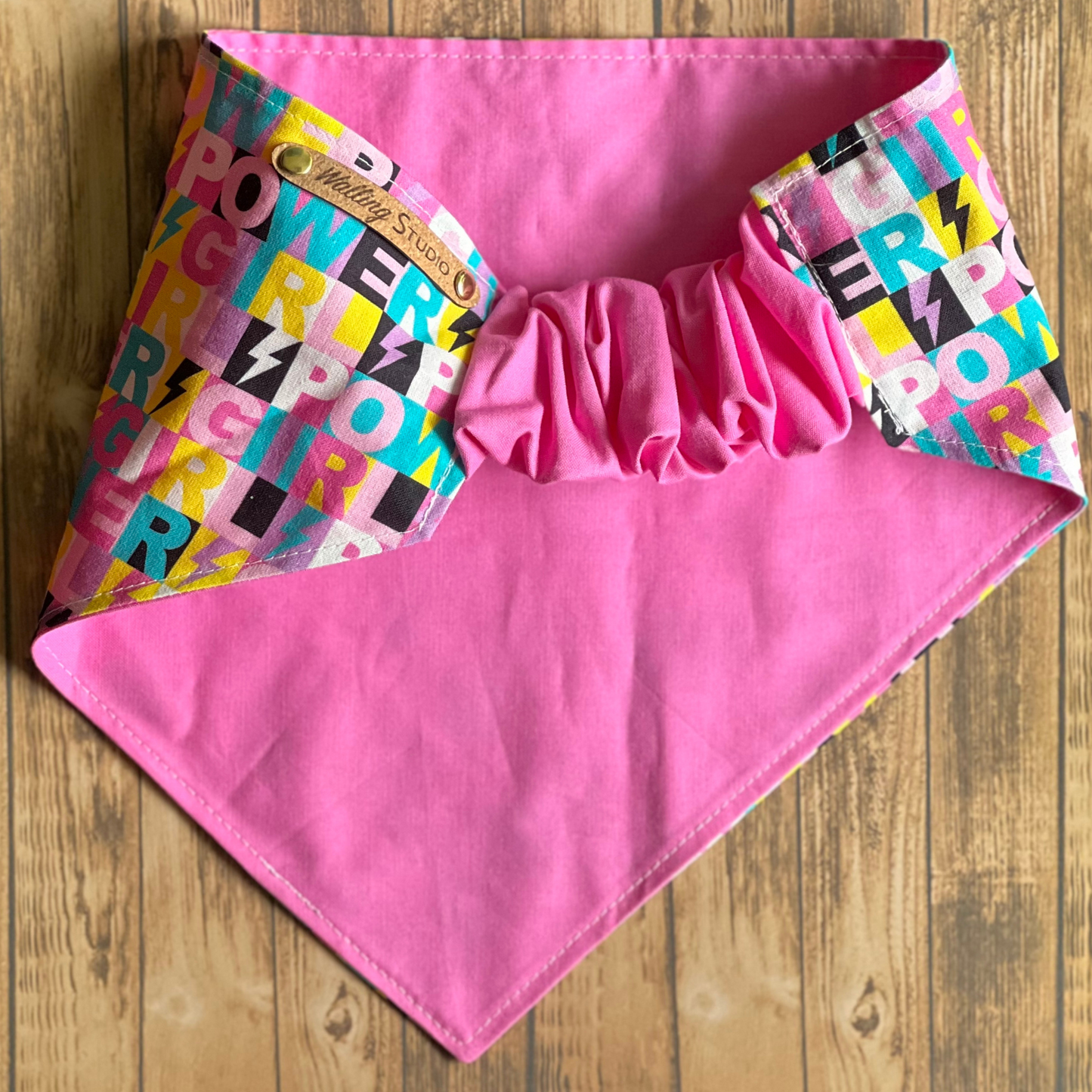 Girl Power Reversible Pet Bandana  | Scrunchie Style