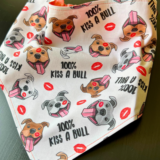 Kiss a Bull -  Pit Bull Pet Dog Bandana  | Scrunchie Style