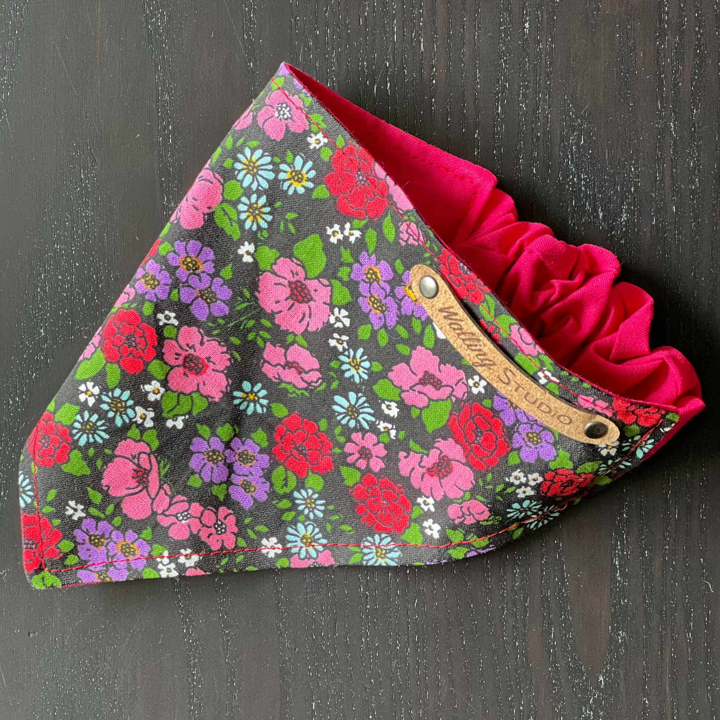 Midnight Garden Red Polka Dot Reversible Bandana | Scrunchie Style