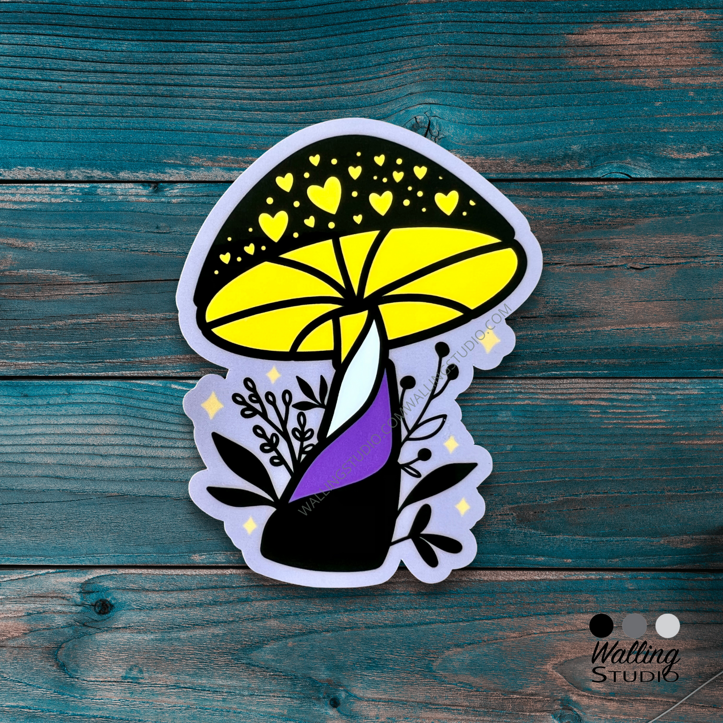 Non-Binary Mushroom Glossy Sticker