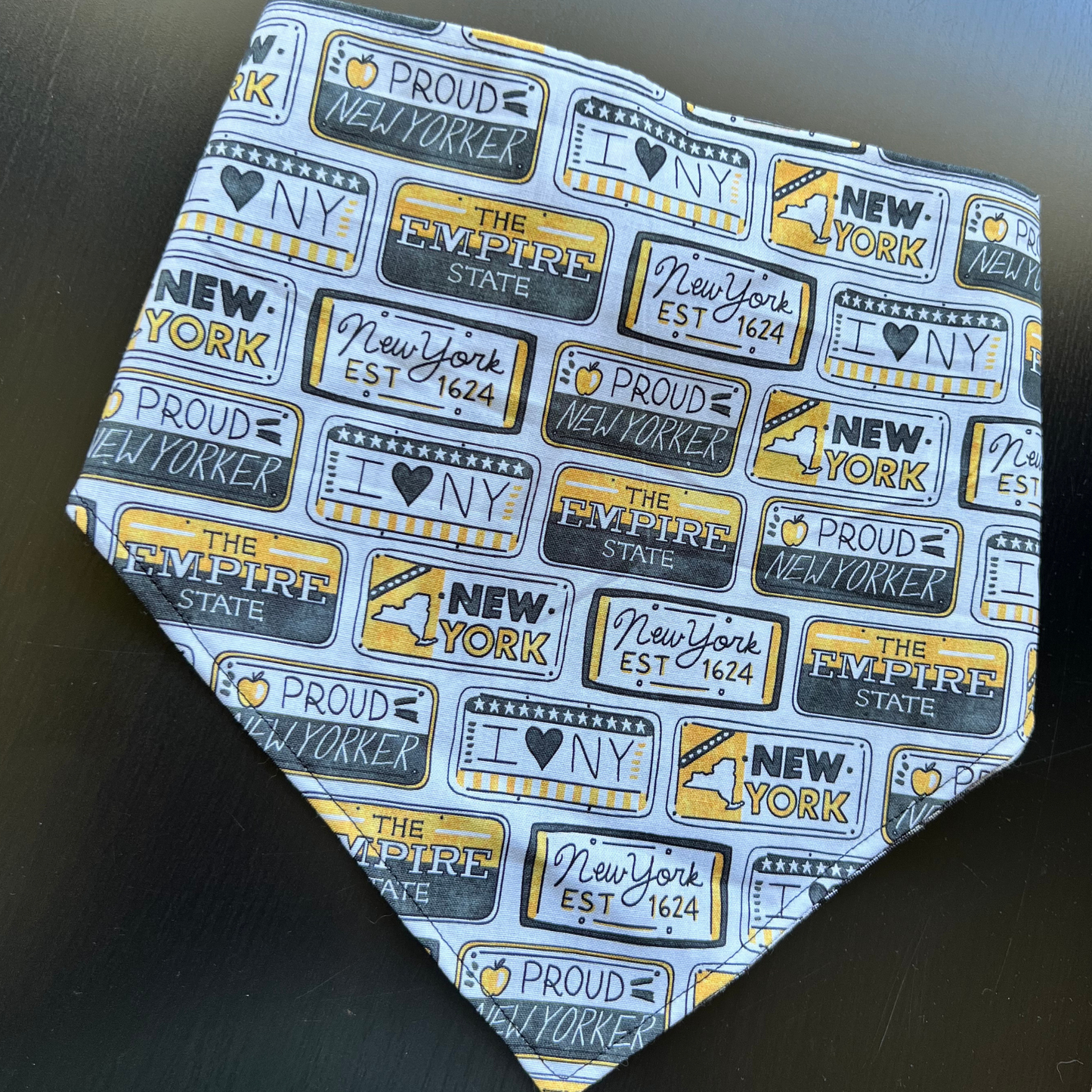 New York License Plates Reversible Pet Bandana | Scrunchie Style