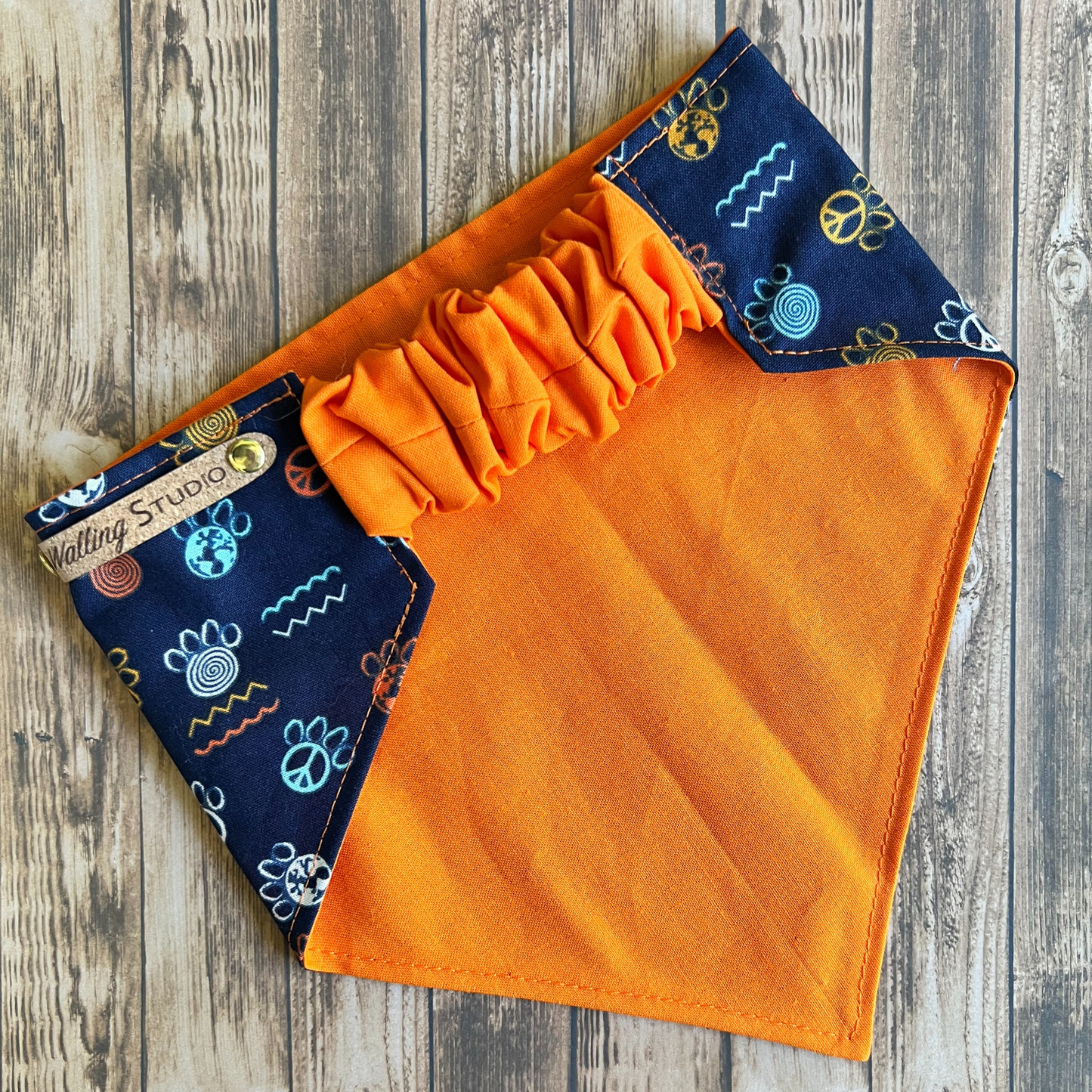 Navy Peace Paws Reversible Pet Bandana  | Scrunchie Style