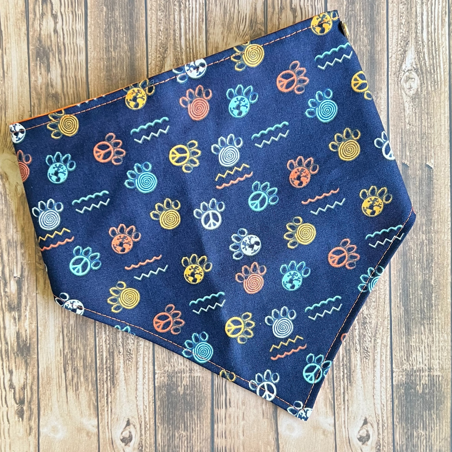 Navy Peace Paws Reversible Pet Bandana  | Scrunchie Style