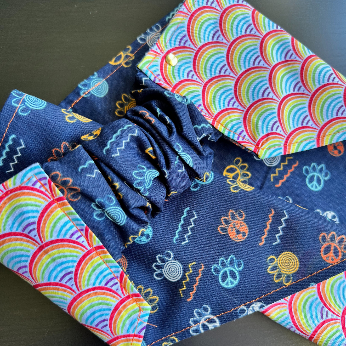 Navy Peace Paws Reversible Pet Bandana  | Scrunchie Style