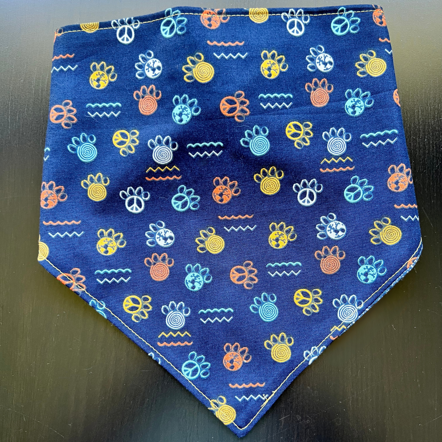 Navy Peace Paws Reversible Pet Bandana  | Scrunchie Style