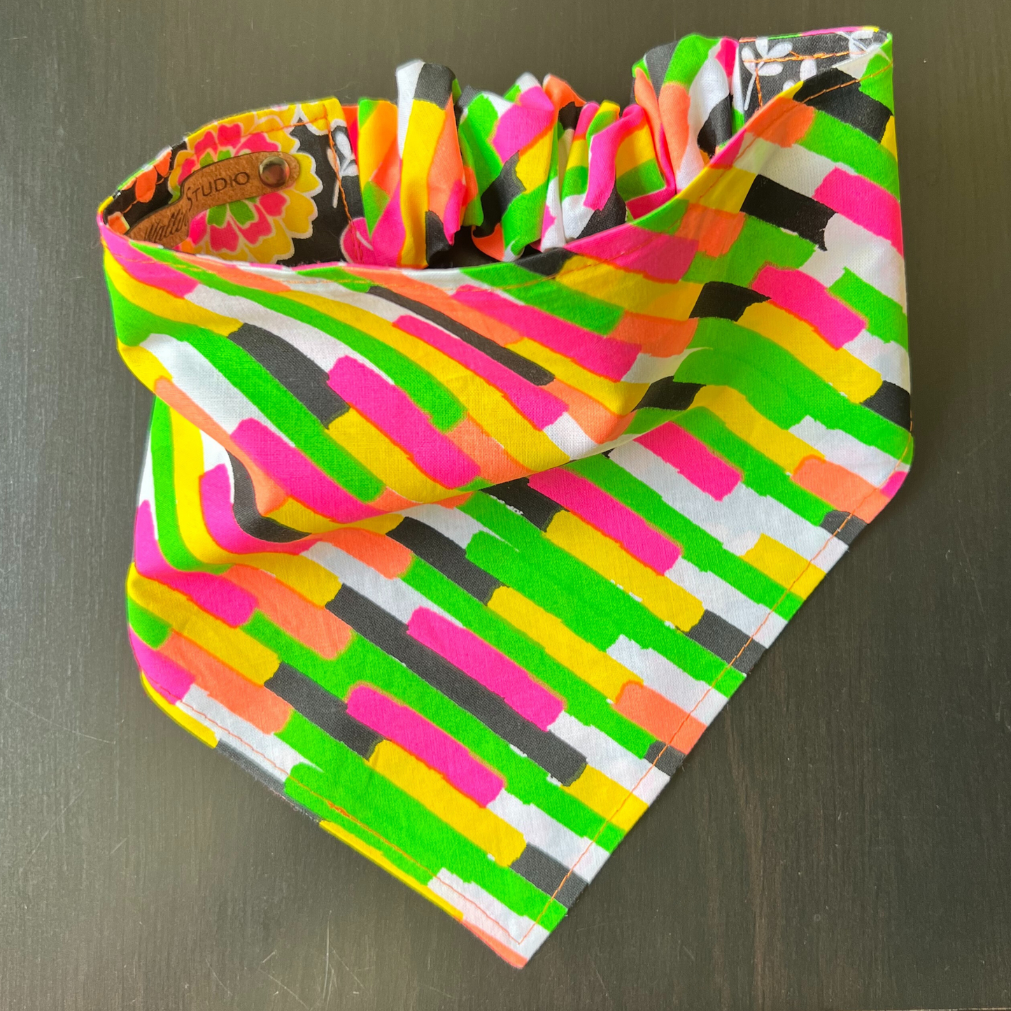 Neon Night Garden Reversible Pet Bandana  | Scrunchie Style