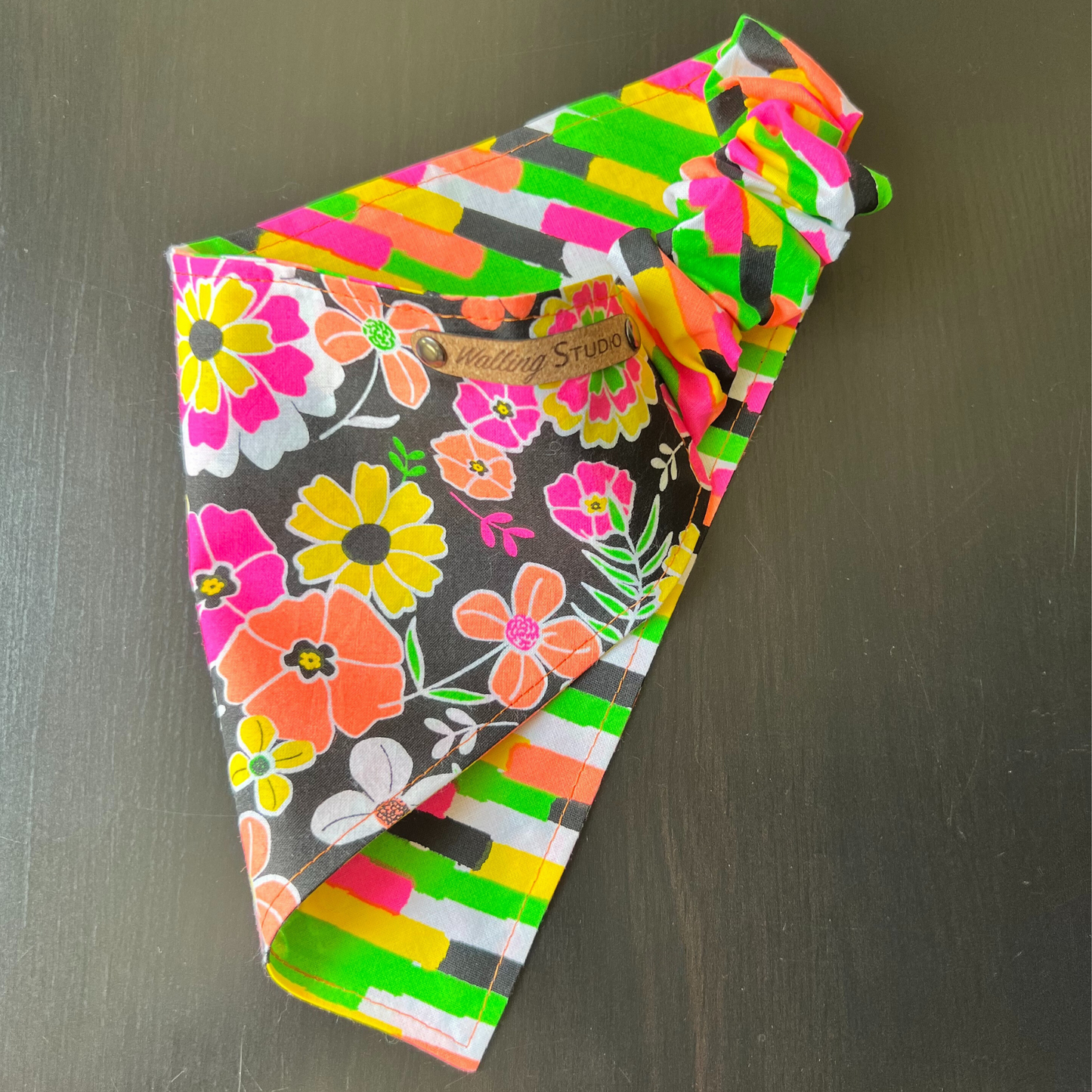 Neon Night Garden Reversible Pet Bandana  | Scrunchie Style