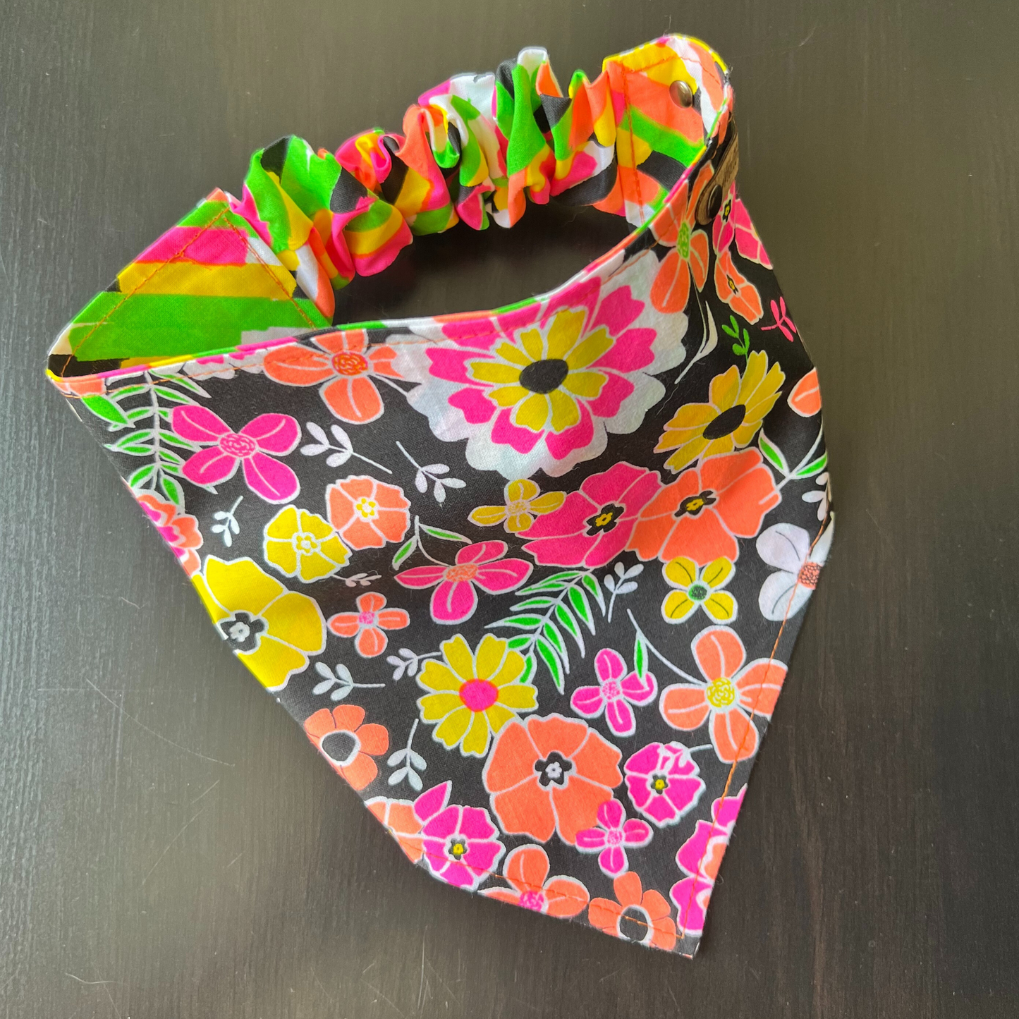 Neon Night Garden Reversible Pet Bandana  | Scrunchie Style