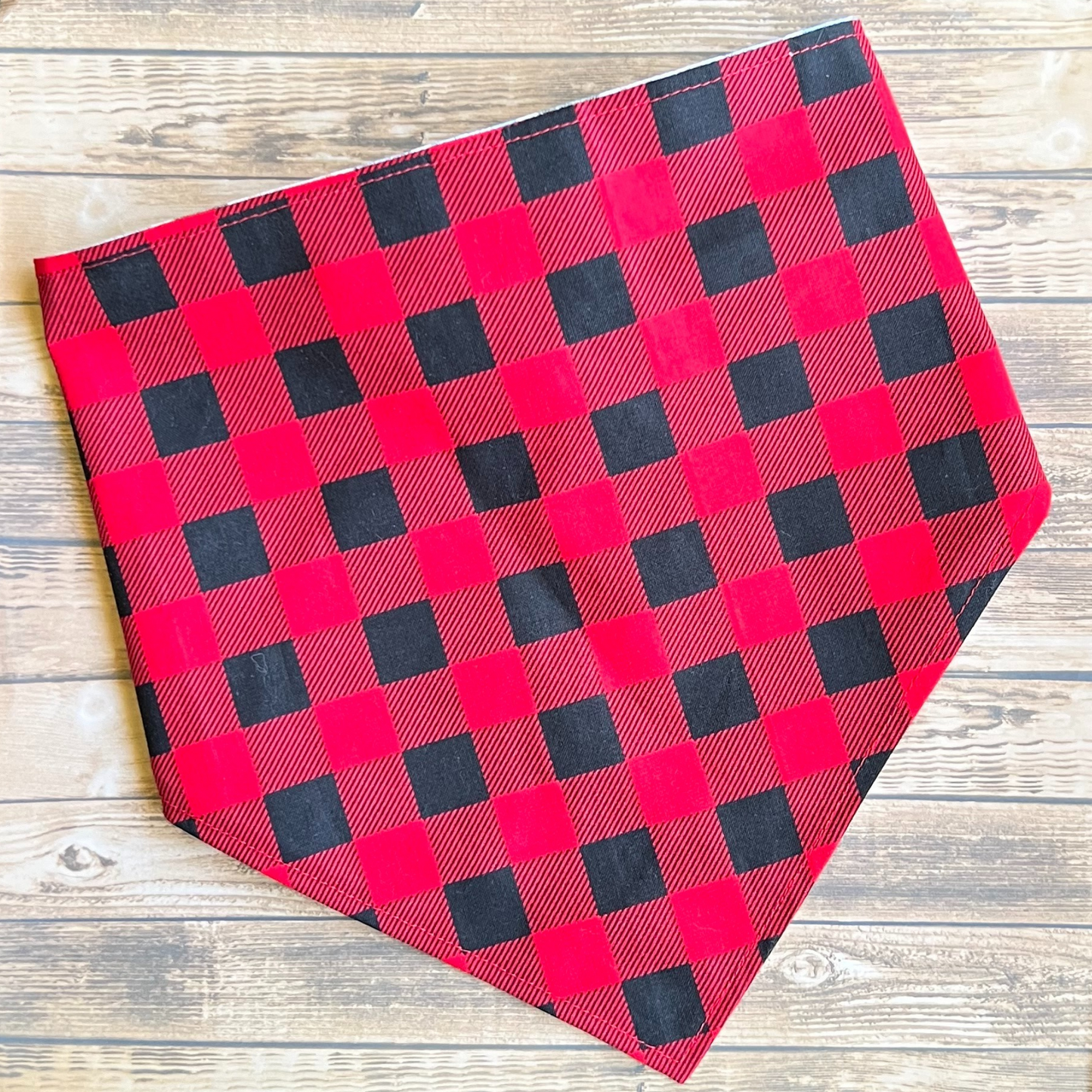 Summer Camp Red or Black Buffalo Check Reversible Pet Bandana | Scrunchie-Style