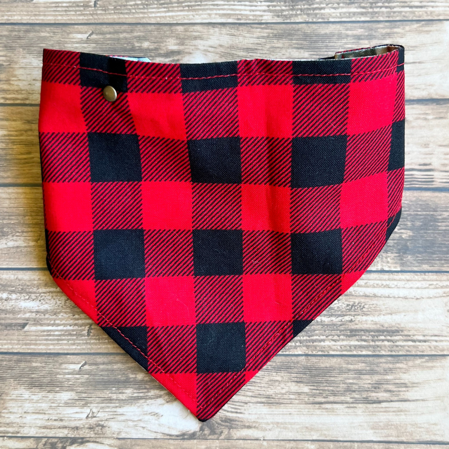 Summer Camp Red or Black Buffalo Check Reversible Pet Bandana | Scrunchie-Style