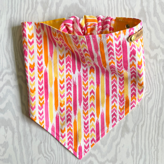 Summer Chevron Reversible Pet Bandana | Dog Bandana for Summer | Picnic Party Beach | Scrunchie-style