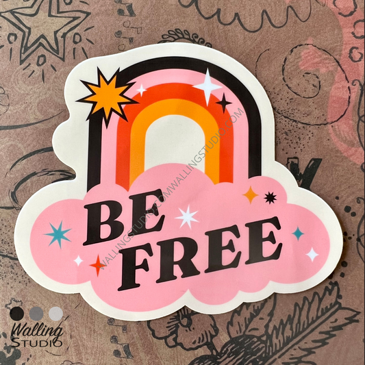 Be Free Retro Style Sticker