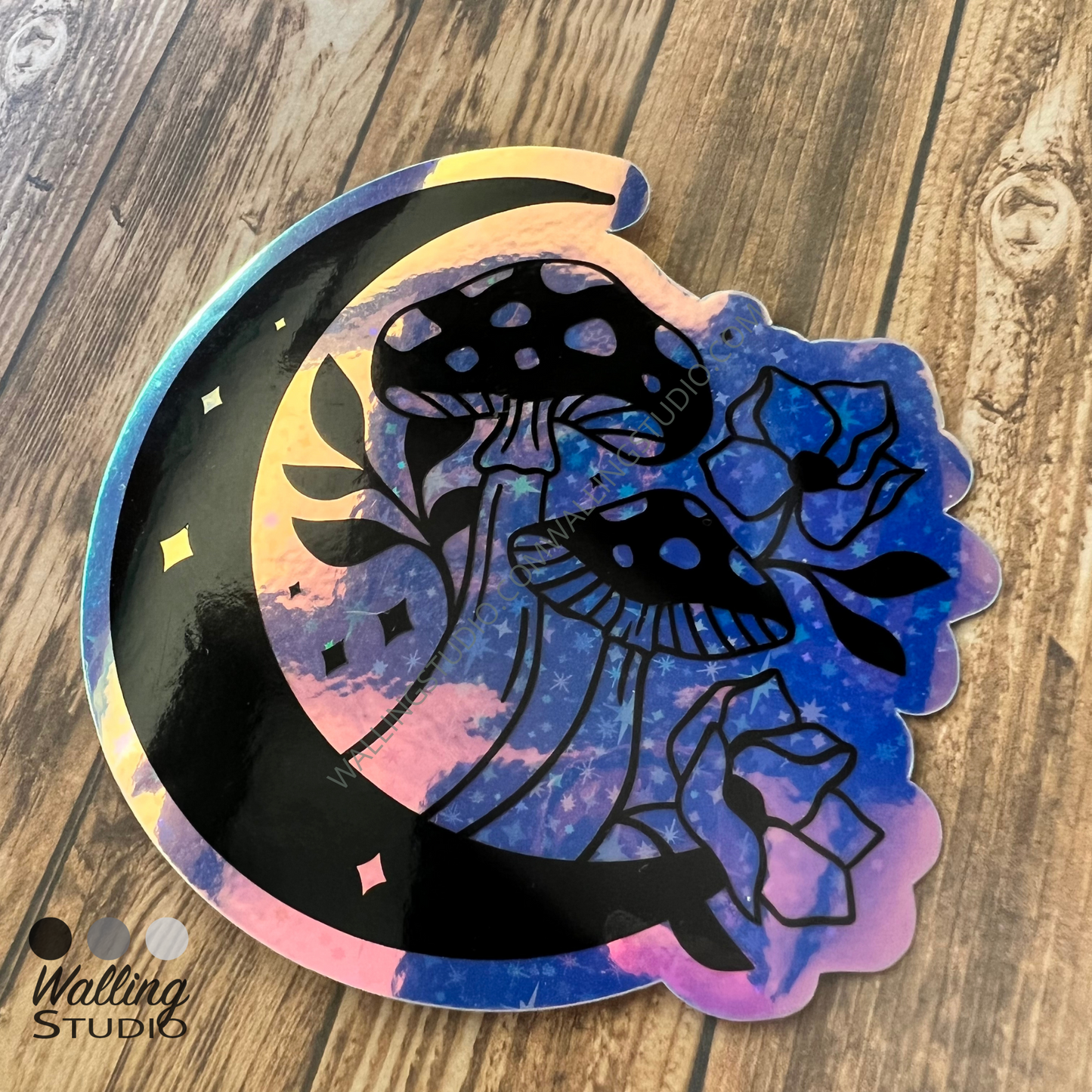 Holographic Mushroom Moon Sticker