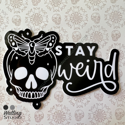 Stay Weird Skull & Moth Sticker