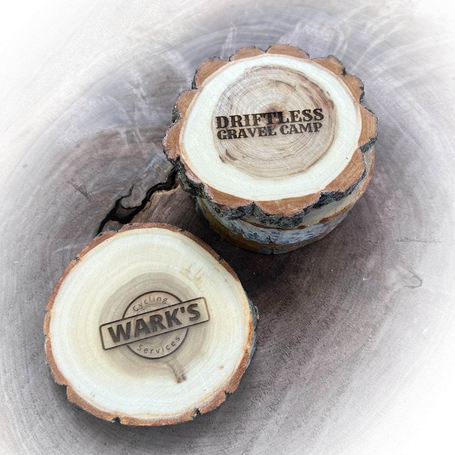 Driftless Gravel Camp - Natural Wood Coasters (4 pack)