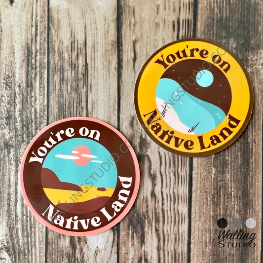 You're On Native Land Retro Style Sticker